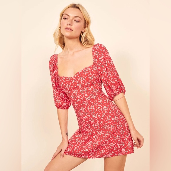 Reformation Kopa Mini Dress in Merci Red Floral size 2 - Picture 2 of 9